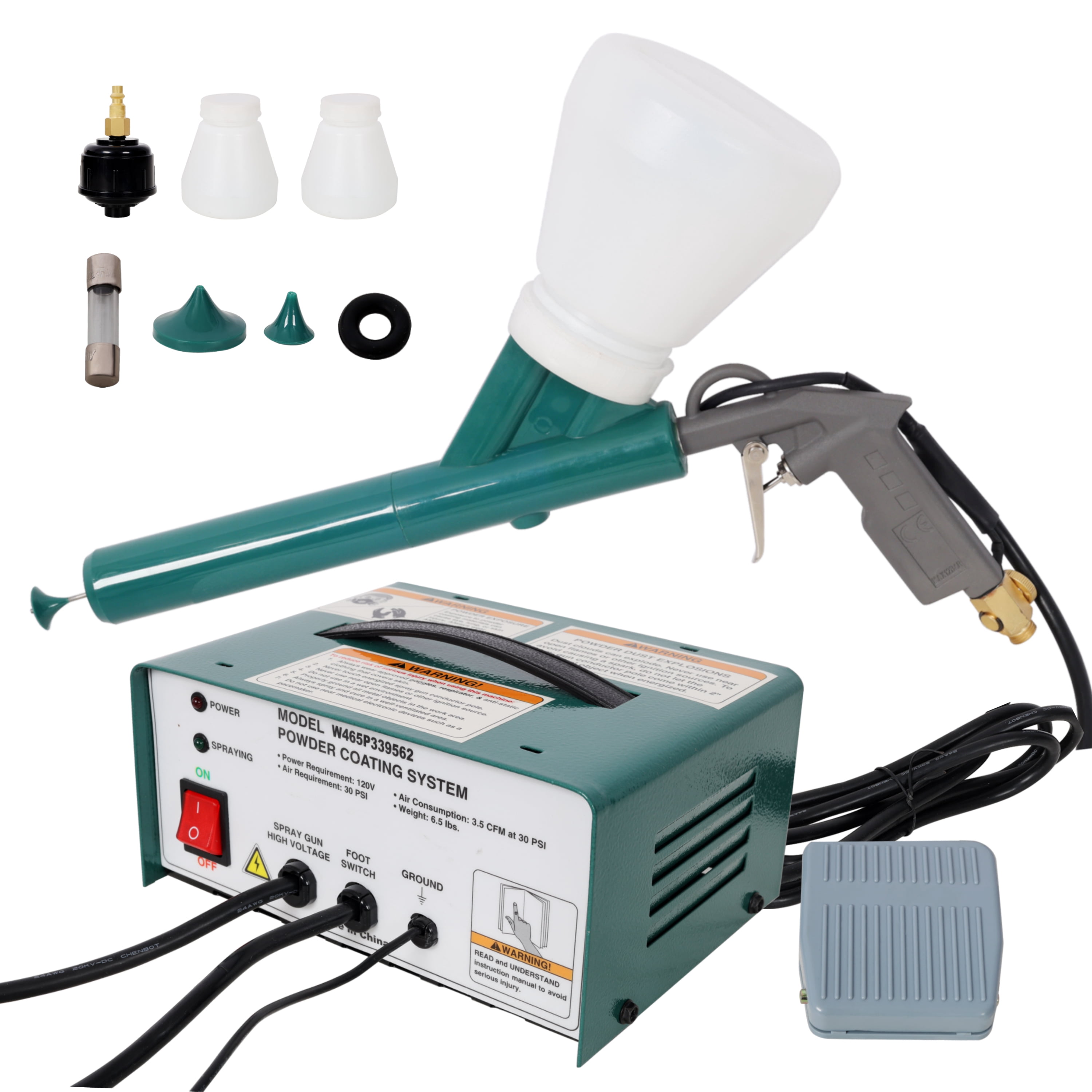 Powder Coating System, 50KV Electrostatic Output, Dual Control Design, Color Cups, Professional-Grade