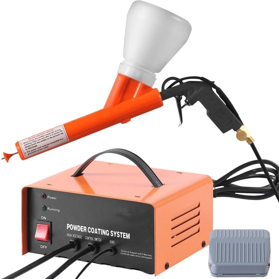 Powder Coating System, Electrostatic Output Powder Coating Kit with Foot Switch, Spray Gun, Nozzles and Powder Cups, Powder Coating Equipment for Home DIY and Commercial Production
