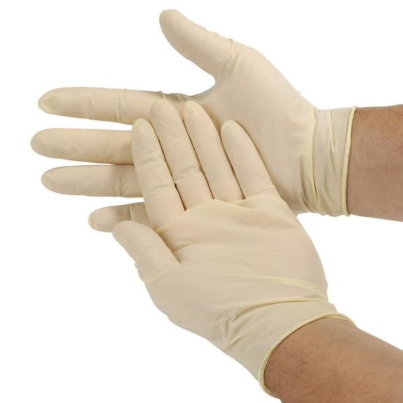 Powder-Free Disposable Latex Gloves, Large, White, 100/Box