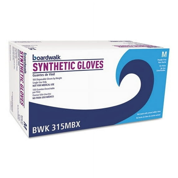 Powder-Free Synthetic Vinyl Gloves, Medium, Beige, 4 Mil, 100/box | Bundle of 10 Boxes