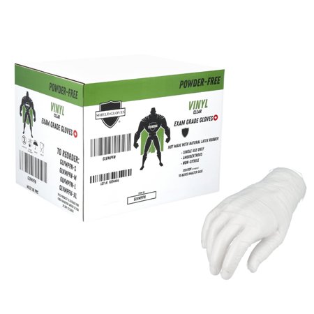 Powder-Free Vinyl Exam Disposable Gloves, Clear, 5 Mil, Small, 100/Box, 10 Boxes