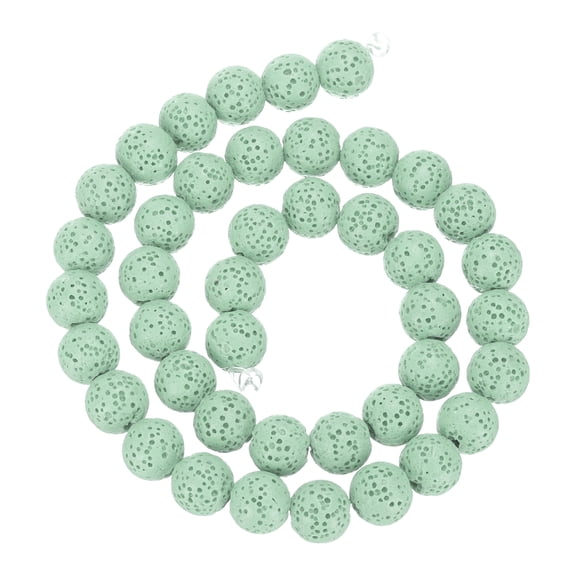 Powder Green Volcanic Rock Beads 10mm Essential Oil Diffuser Stone, Loose Round Bead (1 Strand, 41pcs)