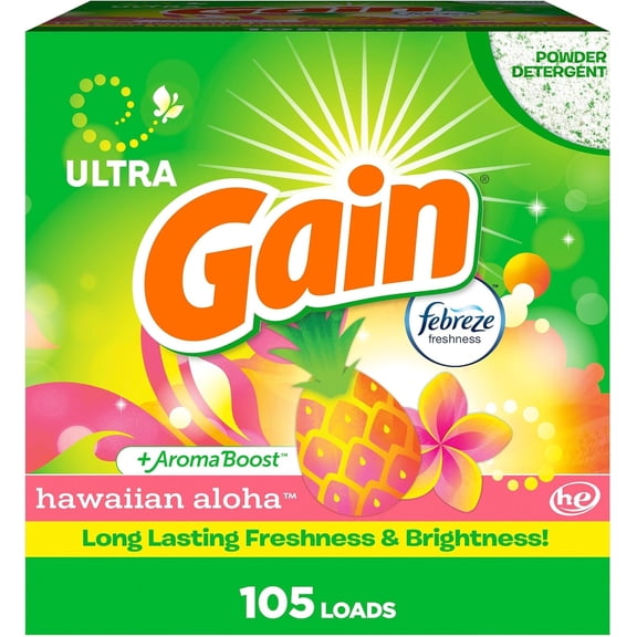 Powder Laundry Detergent, Hawaiian Aloha Scent, 105 Loads, 135 OZ