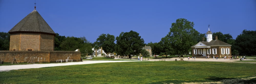 Powder Magazine and Courthouse buildings Colonial Williamsburg Williamsburg Virginia USA Canvas Art - Panoramic Images (12 x 36)