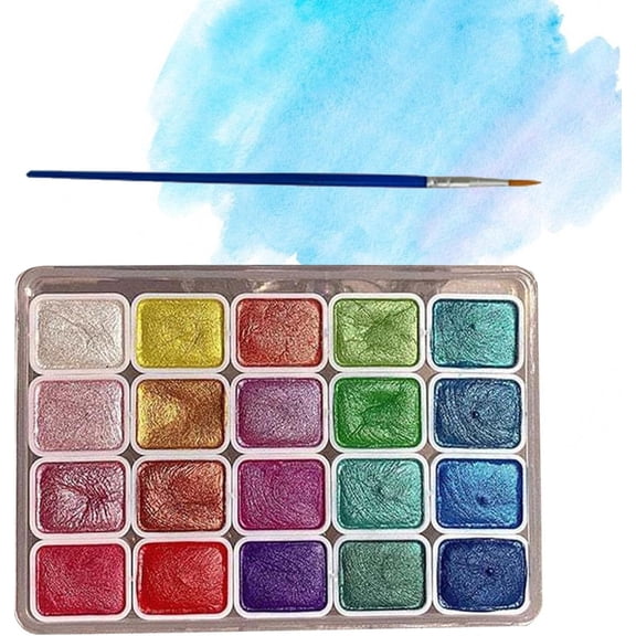 Powder Mineral Pearl Pigment Art Watercolor, 20/24 Colors Metallic Watercolor Paints, Mini Shifting Watercolor Painting Set, Iridescent Shimmer Metallic Watercolor Paints (A)