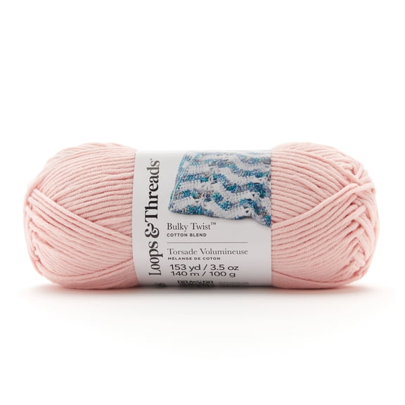 Loops & Threads Powder Pink Bulky Weight Twist Solid Yarn - Bulky Weight Yarn for Knitting, Crochet, Weaving, Arts & Crafts, 12 Pack
