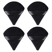 Powder Puff, 4Pcs Blender Puff Pure Cotton Face Soft Triangle Wedge Makeup Pad for Undereye Makeup Loose Powder Mineral Powder Body Powder, Black, Cotton Velour Sponge Makeup Tool