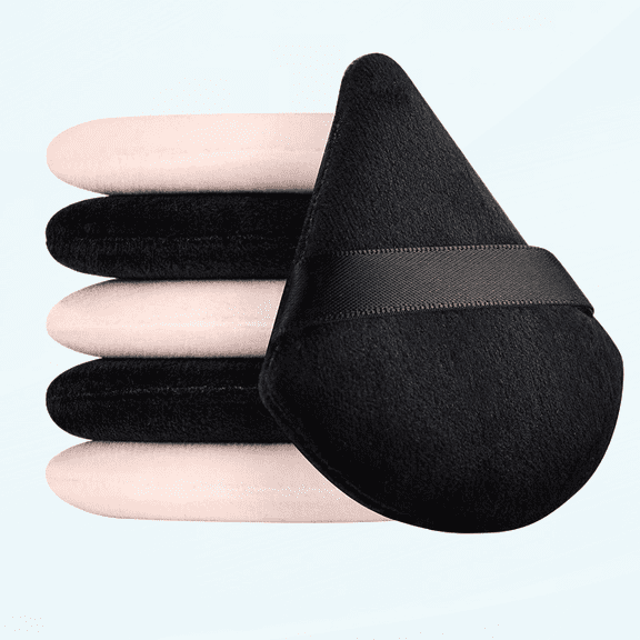 Powder Puff 6Pcs Triangle Powder Puffs for Face Powder, Velvet Setting Powder Sponge Makeup Puff with Strap, Reusable Wet Dry Dual-use Face Makeup Sponge Beauty Blender Pressed Applicator Tool