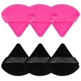 thumbnail image 1 of Powder Puff Face Soft Triangle Makeup Puff for Loose Powder Body Powder, Velour Cosmetic Makeup Sponges Blender for Contouring, Under Eyes and Corners, Beauty Makeup Tools, Black and Hot Pink, 1 of 5