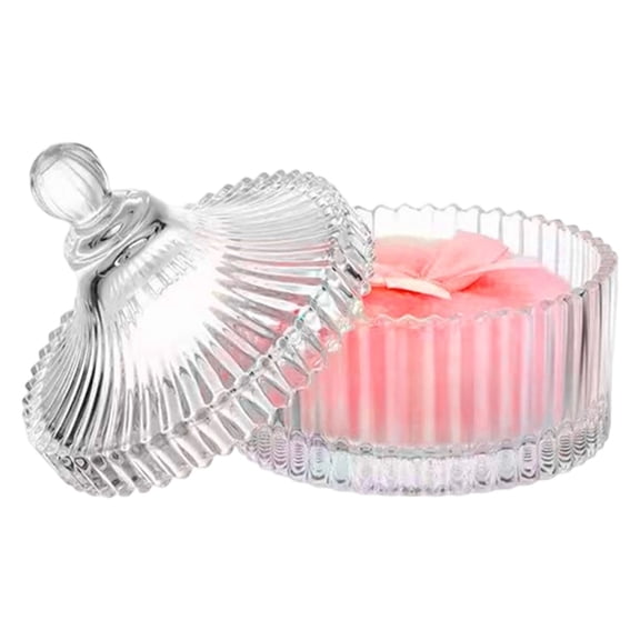 Powder Puff Glass Storage Jar With Lid For Cosmetic Cotton Swabs Makeup Tools