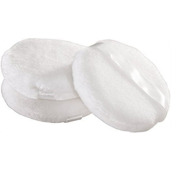 Powder Puff Large Velour Body Makeup Puffs with Satin Ribbon, 4 in., 3 Pcs