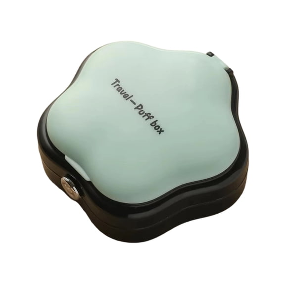 Powder Puff Storage Case, Breathable Makeup Sponge Container with Mirror Dust-proof Travel Cosmetic Box for Students and Daily Beauty, Blue
