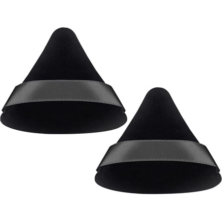 Powder Puff | Triangle Makeup Puff | Soft Makeup Puff Power Sponge Wedge Shape Face Body Cosmetic Sponge with Strap for Contouring, Under Eyes and Corners Powder Puffs (2Pcs Black)