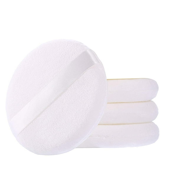Powder Puff for Body Powder, Ultra Soft Large Velour Body Loose Powder Puff, 4.13 inch, White, Round