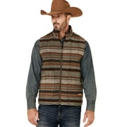 Powder River Outfitters Men's Heather Serape Stripe Zip-Front Wool Vest Brown Medium  US
