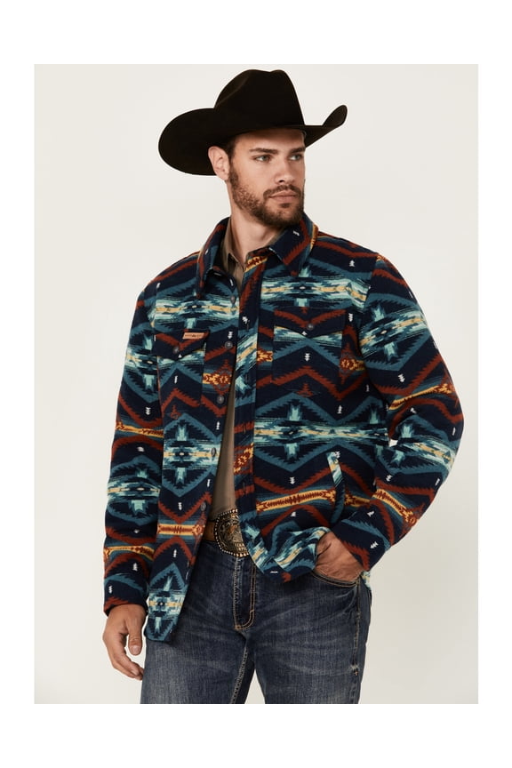 Men's Southwestern Print Shacket Navy Medium  US