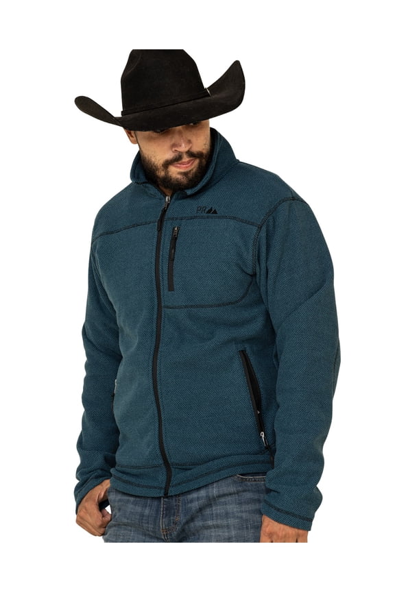 Men's Waffle Melange Knit Zip-Front Jacket Teal US