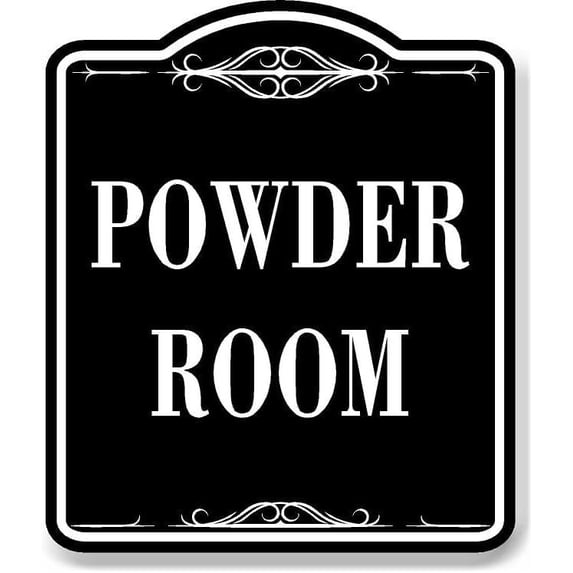 Powder Panel Signs Powder Room BLACK Aluminum Composite Sign, 20