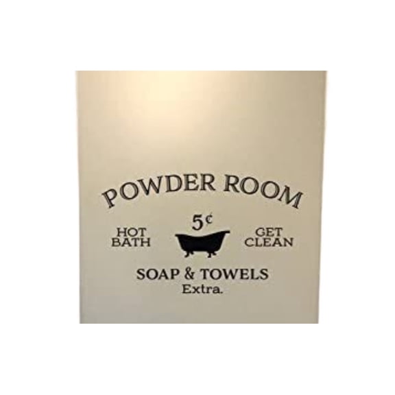 Powder Room Hot Bath Get Clean Soap and Towels Extra Wall Decal Bathroom Decor Sign, Washroom Door, Wall Decal, Vinyl Sign (Black,14X24 Inch)
