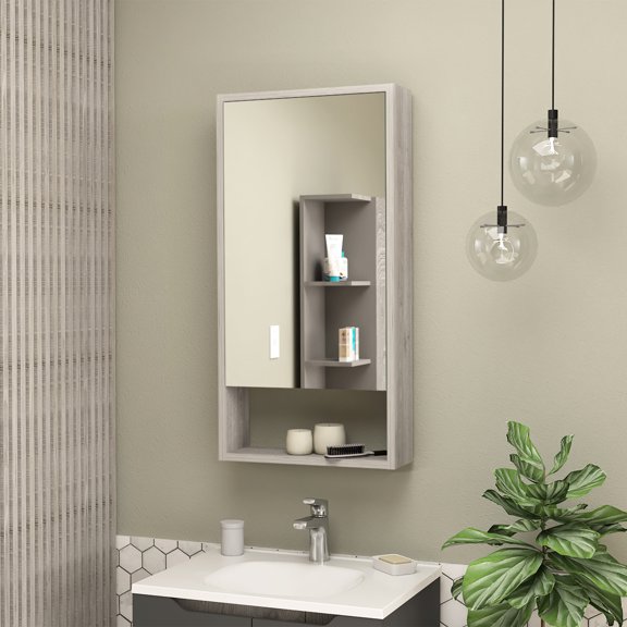 Powder Room Medicine Cabinet | Mirrored Door for Elegant Look | Particle Board Material | Solve Small Space Storage