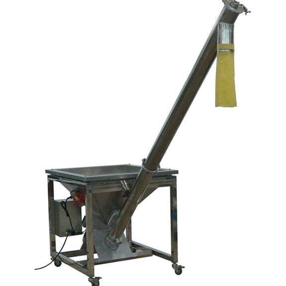 HPDMC Powder Screw Feeder Conveyor, 110V Stainless Steel Auger Feeder with Vibrating Hopper, 120L Capacity, 1000-3000kg/h Output