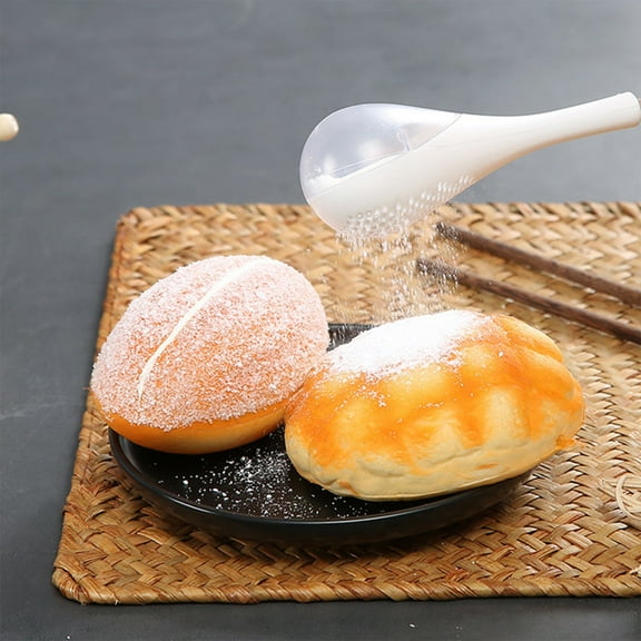Powder Sifter * 1,Flour Duster For Baking One Handed Operation Powdered Sugar Shaker Duster Pick Up And Dust Flour Package,Japanese Baking Tools Bread Cake Powder Sifter Spoon White