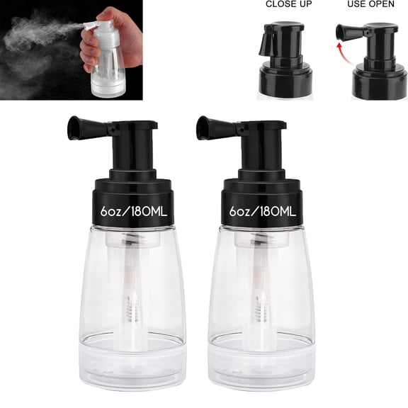 Powder Spray Bottle,Tutuviw 2Pcs 180m Talc and Powder Applying Bottle, Refillable Hair Fiber Applicator,Plastic Powder Storage Holder Travel Size for Hair Salon/Cleaning/Plants/Misting/Skin Care