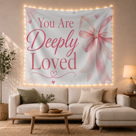 Powder Subtle Soft with Texture Right Half Varying, Playful Retro for Retro Decor Lovers, Heart Wall Art, Valentine'S Day Gift, Tapestry Wall Hanging for Bedroom and Dorm