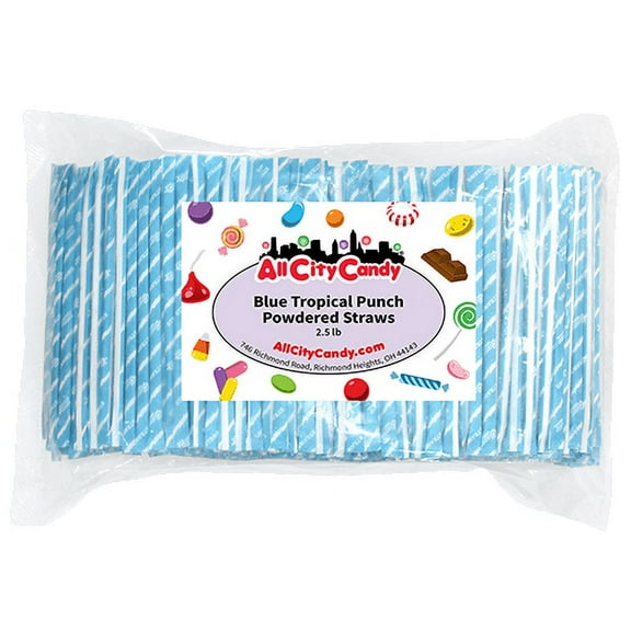 Powdered Candy Straws Blue Tropical Punch Bulk Bag - 2.5 lb. Bag