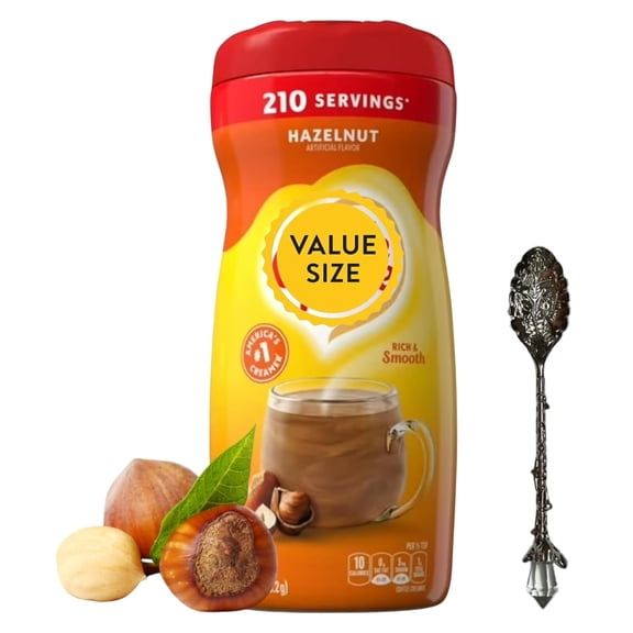Powdered Coffee Creamer Hazelnut Flavored Single Pack, 15 oz Coffee Creamer with Dumbass Coffee Gem Spoon (Hazelnut) Gem Spoon