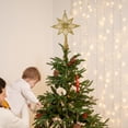thumbnail image 1 of Powdered Octagonal Star Tree Top Decoration - Gold Plastic Pull String Star (8.66x6.3in) Safe for Kids & Pets, Easy Install & Foldable for Christmas, 1 of 6