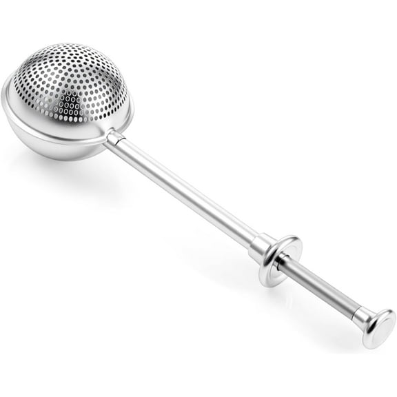 Powdered Sugar Shaker Duster, Fine Mesh Dust Flour Sifter Ball One-Handed with Spring Handle, Powdered Sugar Shaker Duster Ball, Dusting Wand for Baking, Powder Sprinkler Dusting Wand, Silver