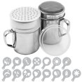 thumbnail image 1 of Powdered Sugar Shaker Duster with Handle, SENHAI 2pcs Stainless Steel Powder Shakers for Sugar Pepper Cinnamon Powder Flour with Printing Molds Stencils - Fine & Large Mesh, 1 of 9