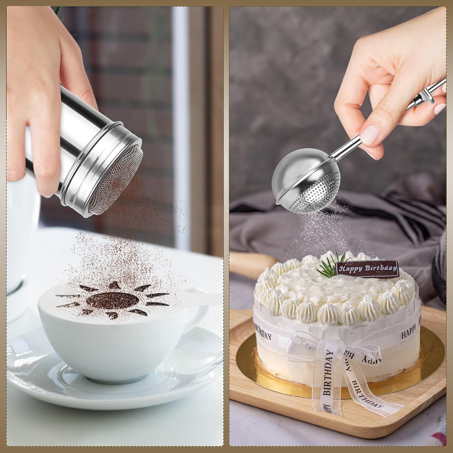 Powdered Sugar Shaker Duster, Stainless Steel Cinnamon Sugar Shaker ...