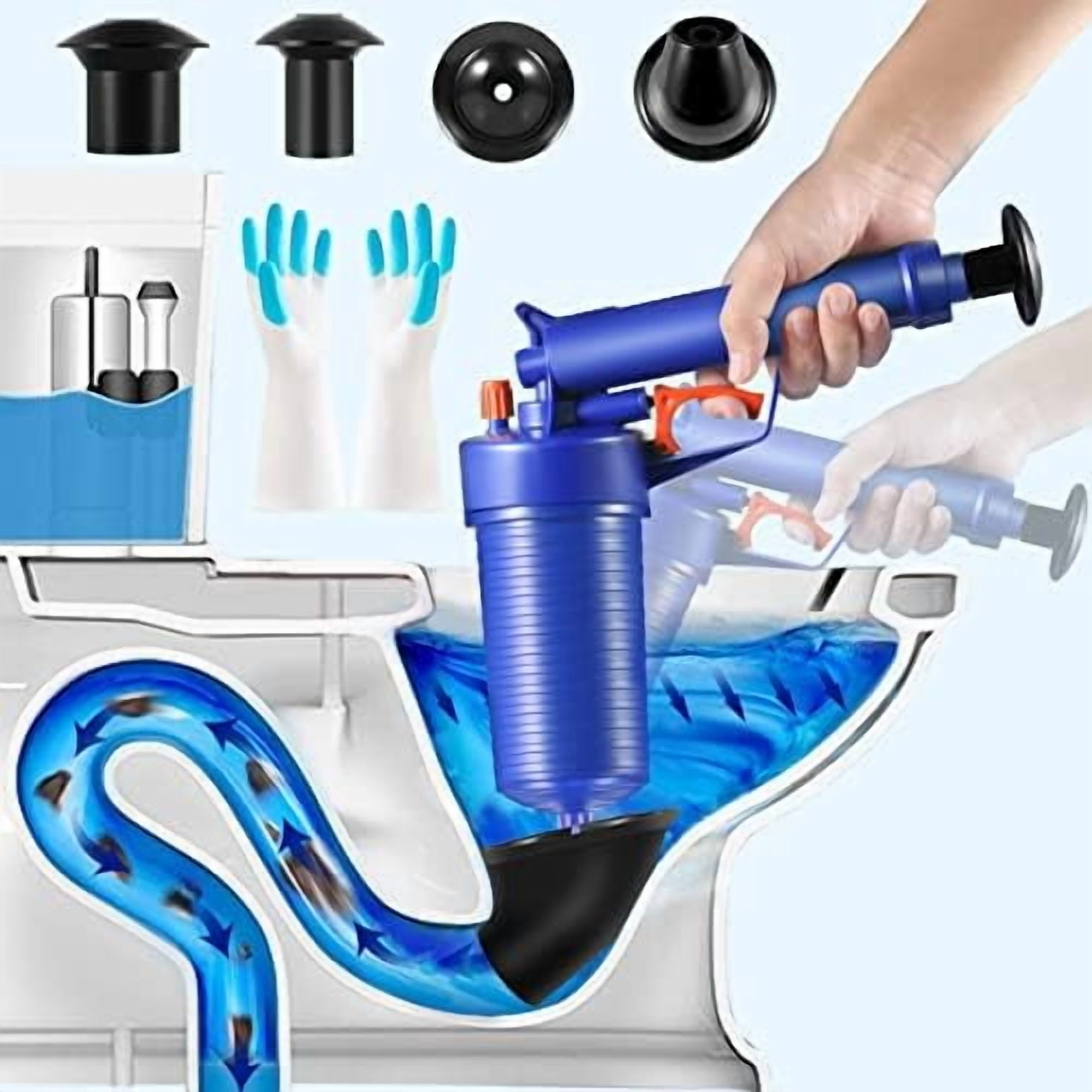 Toilet Plunger, Upgraded High Pressure Toilet Plunger Air Plungers Sink Plunger With Visual Barometer, Stainless Steel Air Drain Blaster, Powerful Drain Clog Remover For Bathroom,Kitchen,Clogged Pipe - View #2