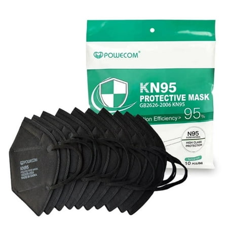 Powecom KN95 Black Earloop Face Masks, 120 Count Pack, 1200 Piece