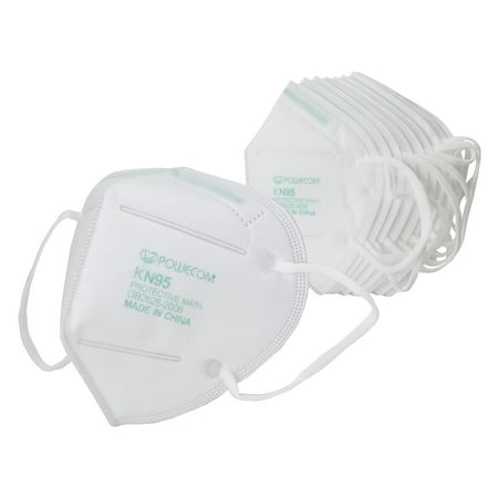 Powecom KN95 Protective Face Mask with Adjustable Nose Bridge and Elastic Ear Loops (10 count)