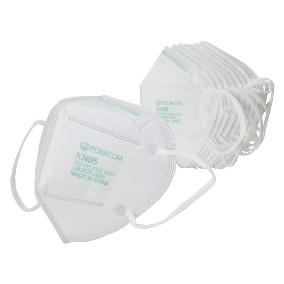 Powecom KN95 Protective Face Mask with Adjustable Nose Bridge and Elastic Ear Loops (10 count)