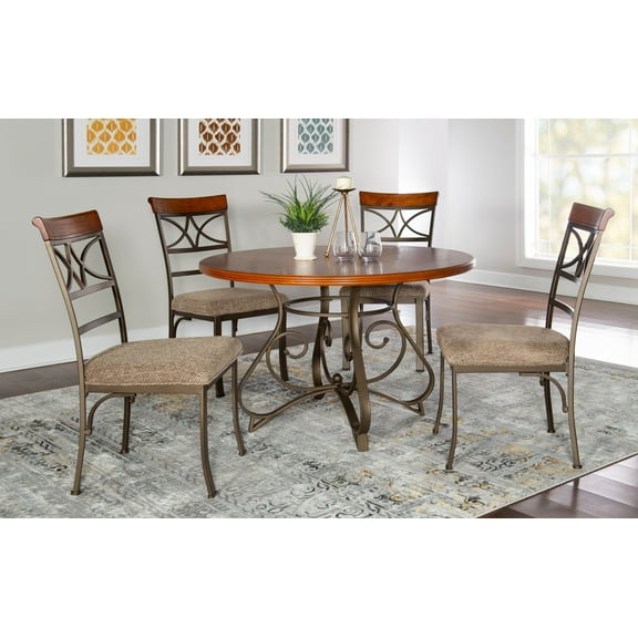 Powell 5 Piece Hamilton Dining Set, Cherry (Table and 4 Dining Chairs)