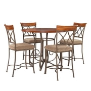 Powell 5 Piece Hamilton Gathering Set with Stationary Counter Stools, Cherry