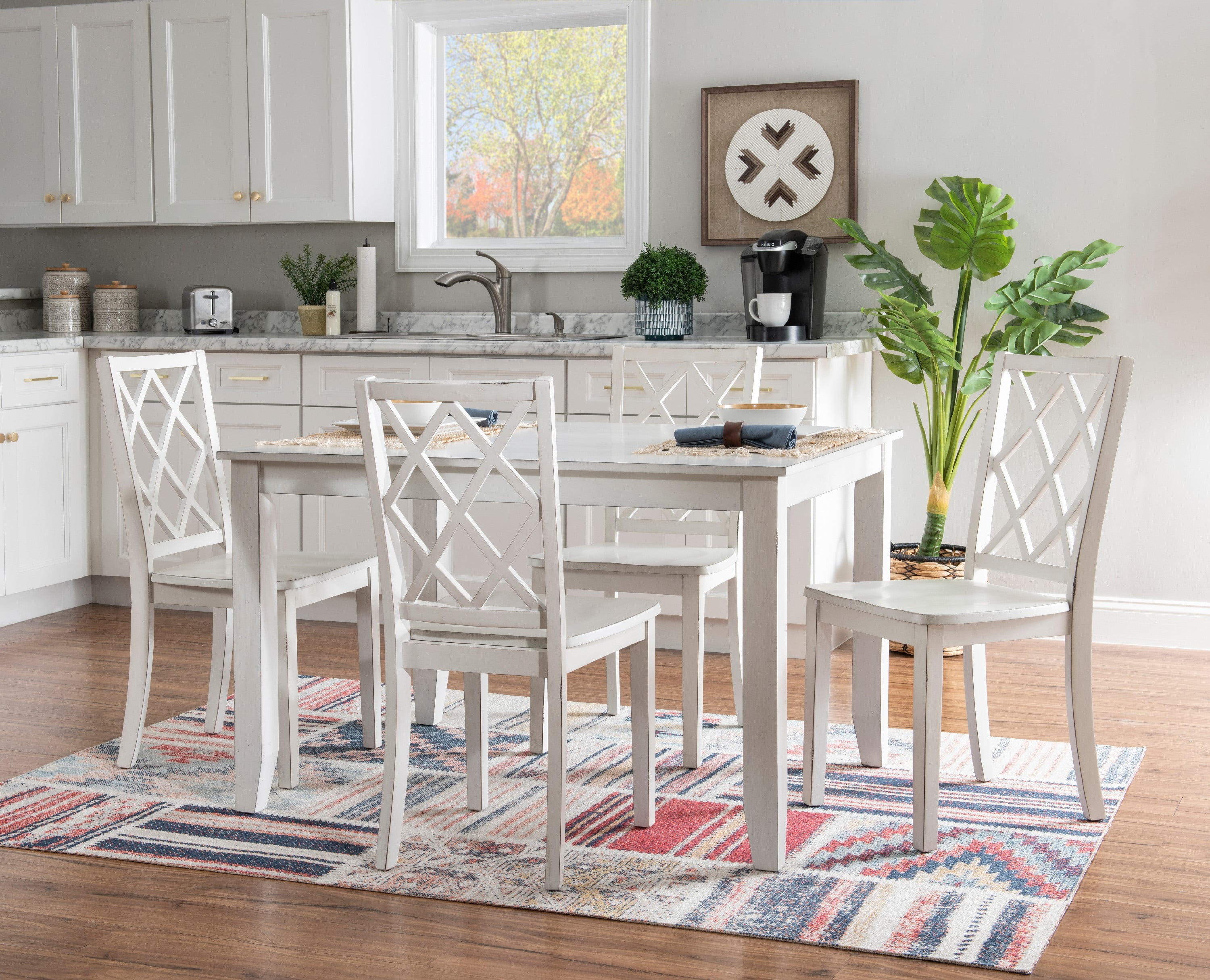 Powell 5 Piece MDF & Iron Dining Table Set, Black
