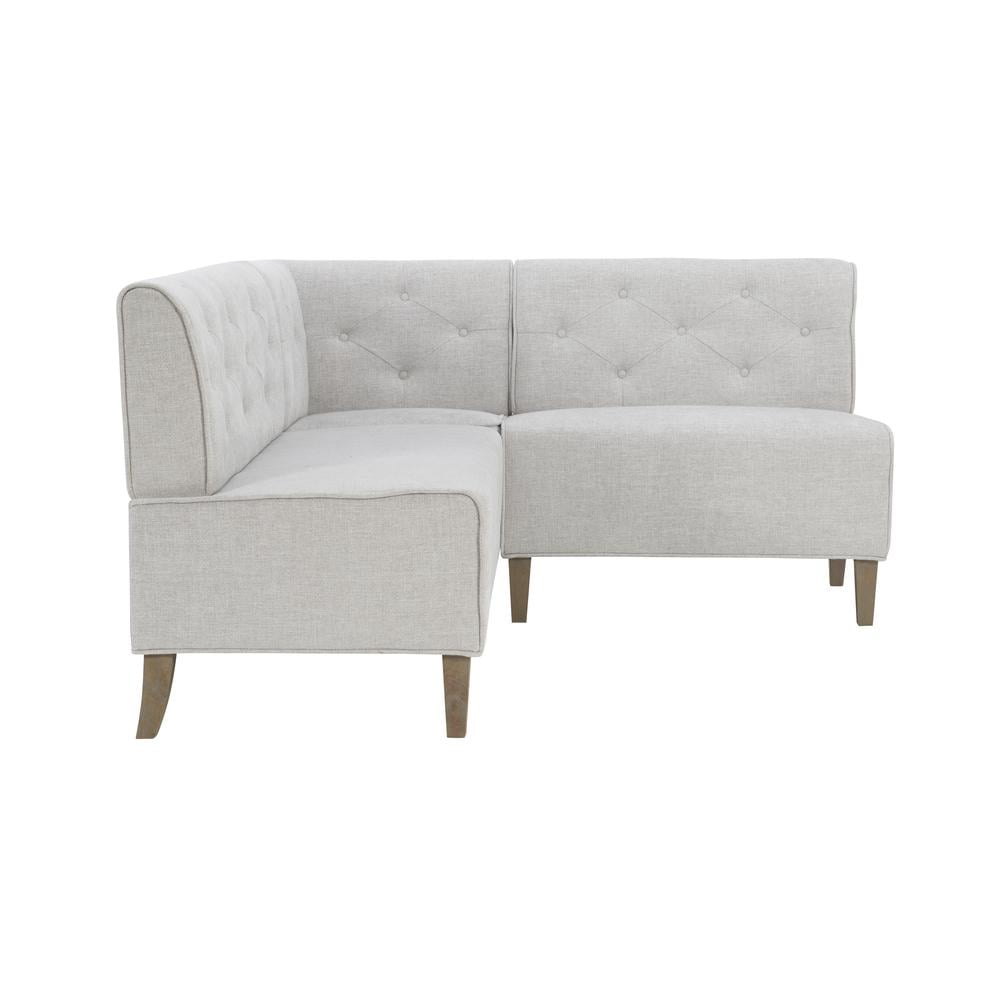 Adler Natural Wood and Light Gray Fabric Upholstered Dining Nook