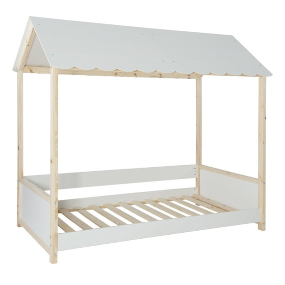 Powell Allyson Kid's Playhouse Bed with Adjustable Canopy, Twin, White