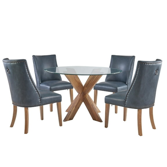 Powell Augusta 5-Piece Dining Set, Navy/Natural