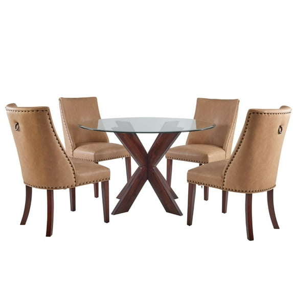 Powell Augusta 5-Piece Dining Set, Tan/Espresso