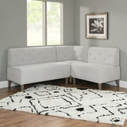 Powell Augusta Upholstered Corner Dining Breakfast Nook, Seats 5, Light Gray