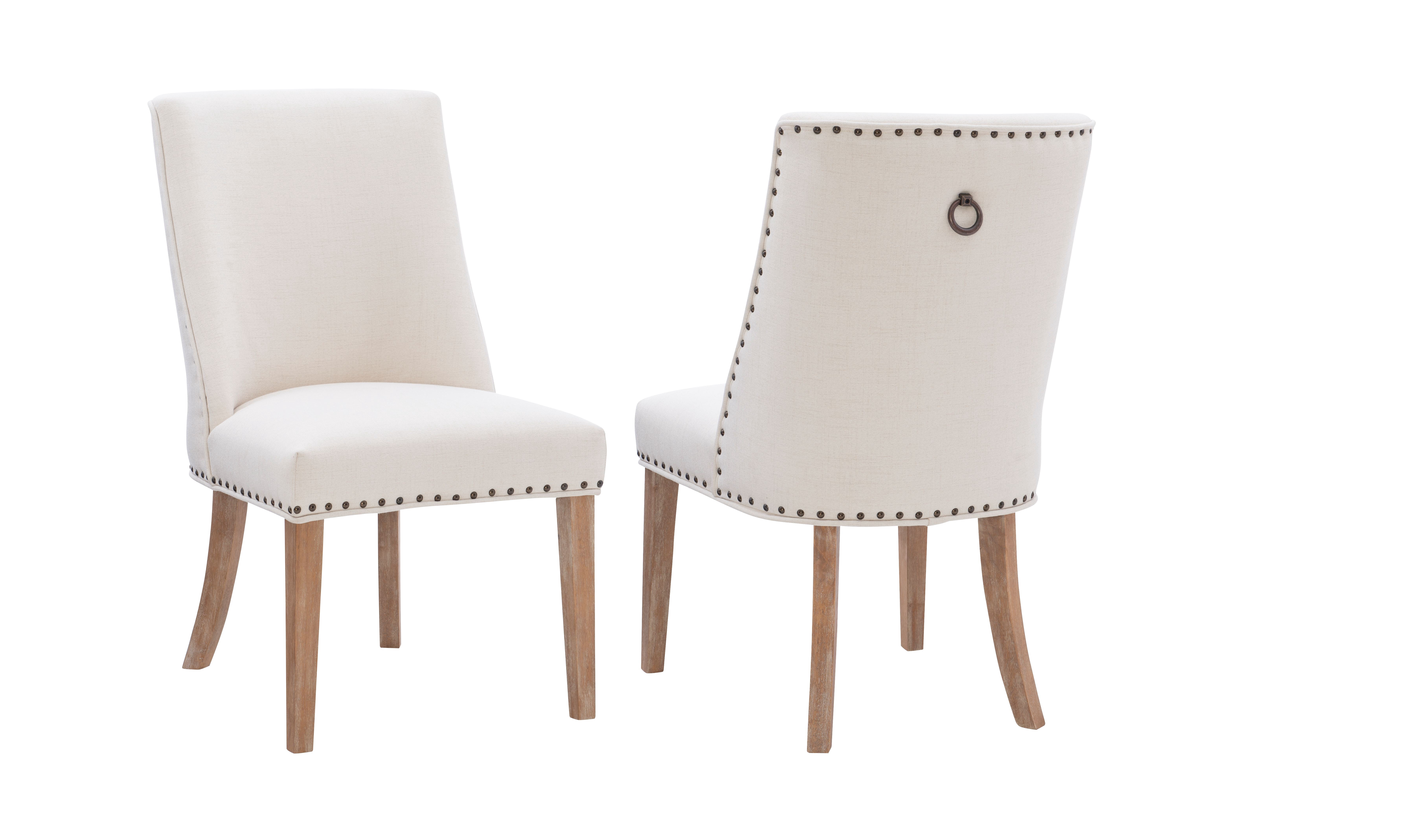 Powell Augusta Upholstered Dining Chair, Set of 2, Natural with Natural