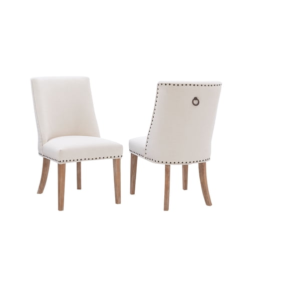 Powell Augusta Upholstered Dining Chair, Set of 2, Natural with Natural