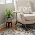 thumbnail image 1 of Powell Barra Round Adjustable Height Indoor Accent Drink Table, 25-30" Tall, Gold/Sandy Marble, 1 of 11