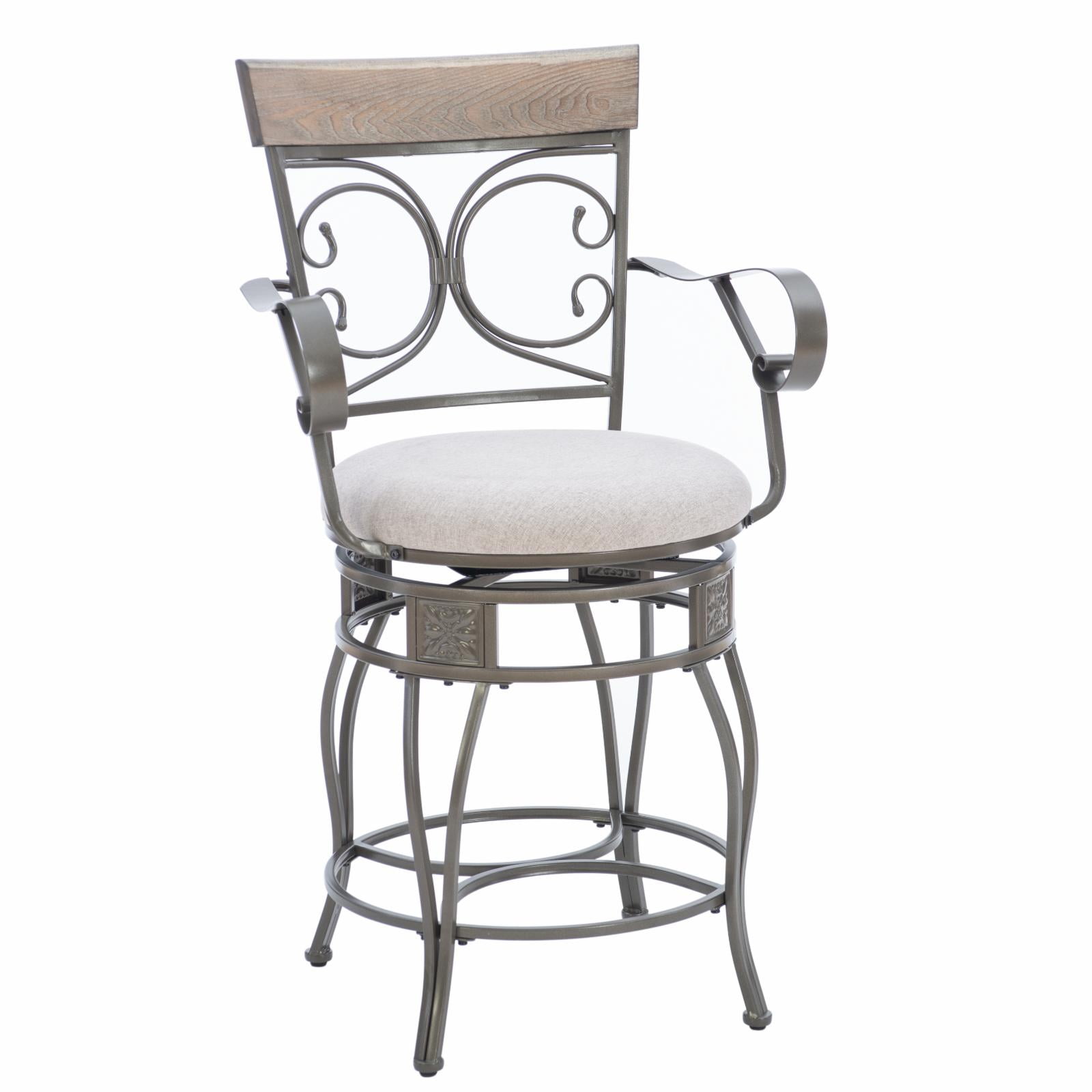 Gray Wash & Silver White Big & Tall 25" Swivel Counter Stool